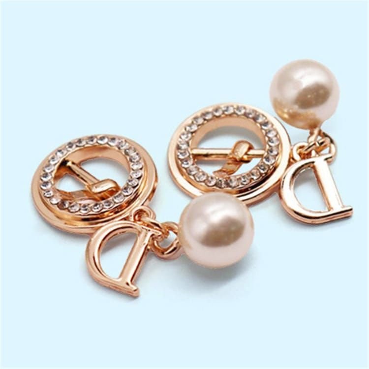 Imitation Pearl And Rhinestone Decorative Letter Shoe Buckle Decoration