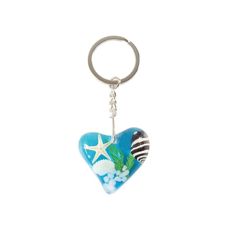 Women Fashion Creative Heart-Shaped Shell Conch Glue Metal Key Chain 6-Bag