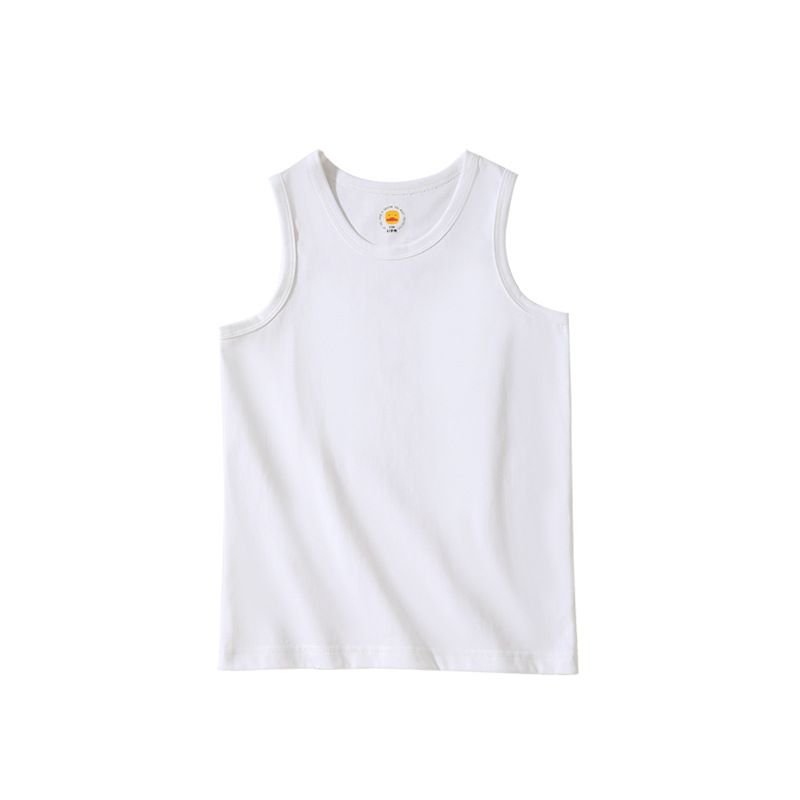 Kids Children Cotton Sleeveless Crew Neck Solid Color Tank Top