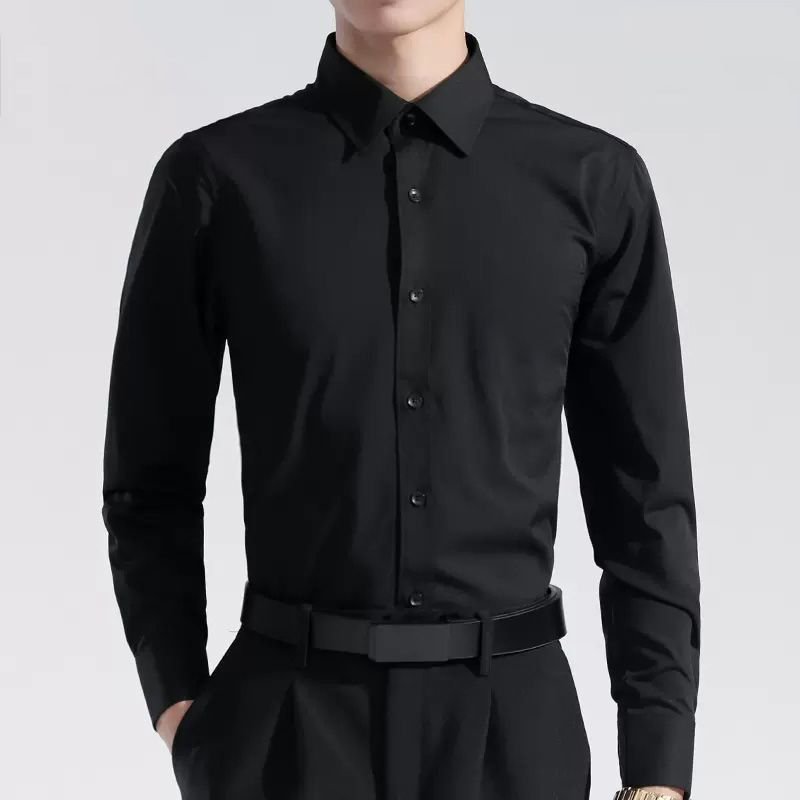 Men Fashion Simple Solid Color Long Sleeve Shirt Top