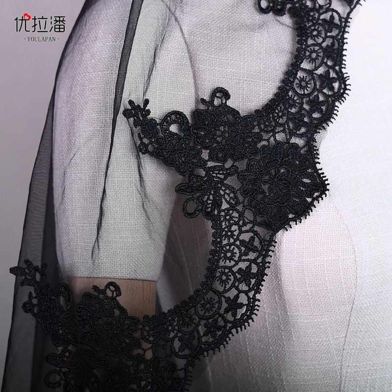 Gothic Halloween Women Black Lace Bridal Veil