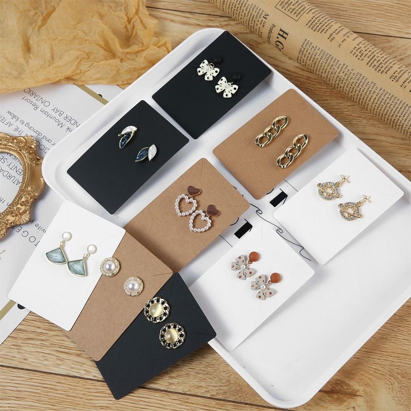 Black White Brown Three-Color Jewelry Earrings Packaging Kraft Paper 6x 9 Solid Color Necklace Packaging Card