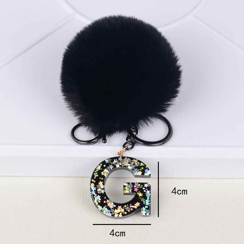 Fashion Creative Fluffy Ball 26 Letters Key Chain