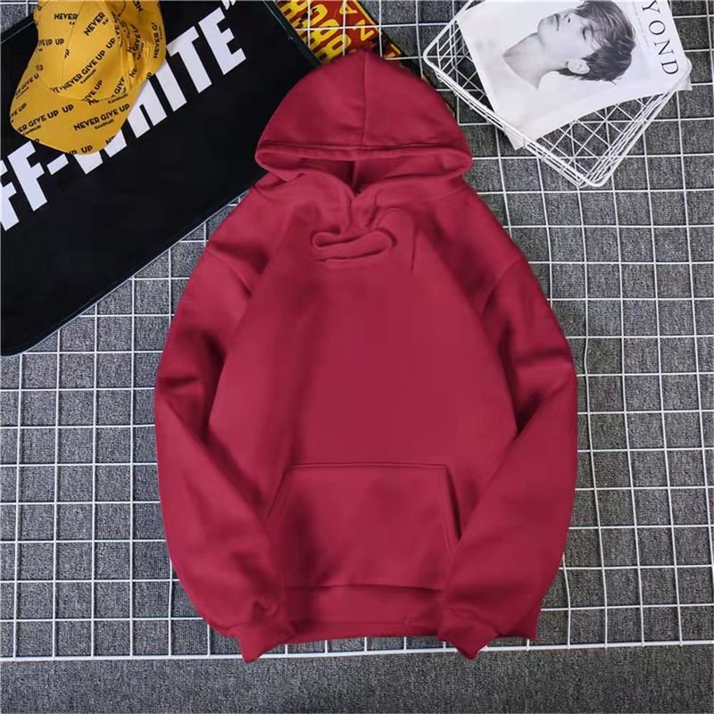 Custom Autumn Winter Women Fashion Loose Solid Color Long Sleeve Pocket Blank Hoodies