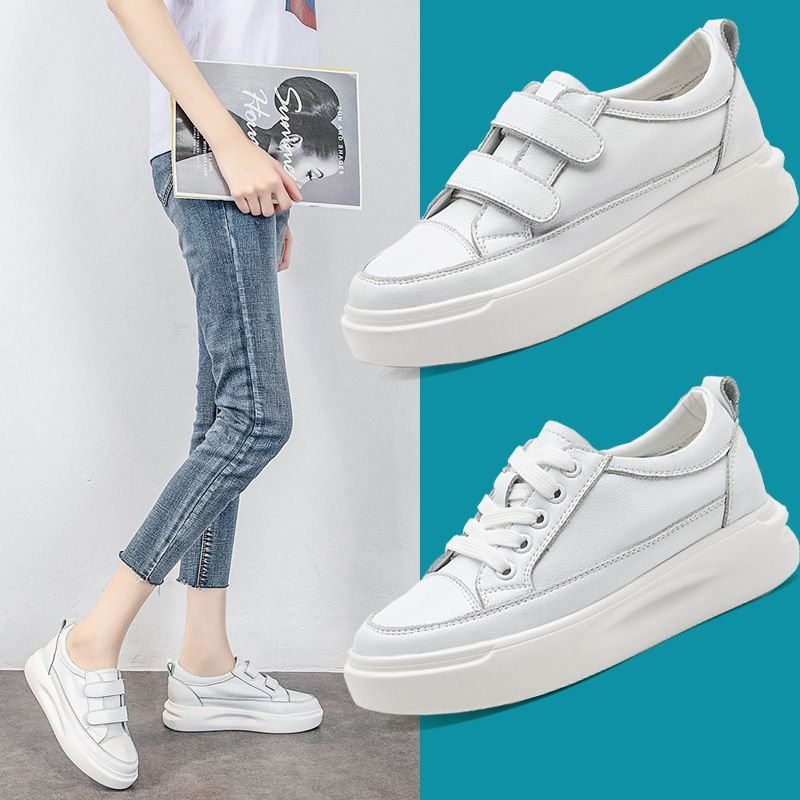 Size:4.5-8 Women Leisure Breathable Leather Upper Platform Sneakers Shoes