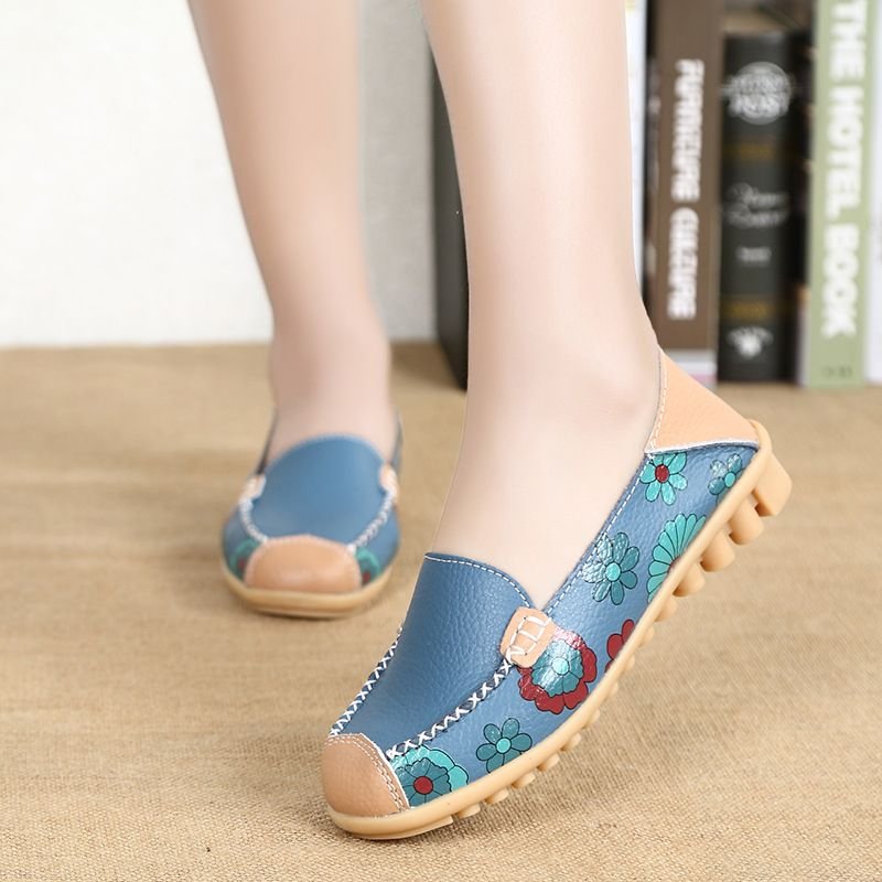 Size:4.5-12 Women Soft Bottom Flowers Casual Loafers Shoes