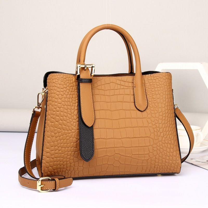 Women Fashion Elegant Genuine Leather Crocodile Pattern Diana Bag