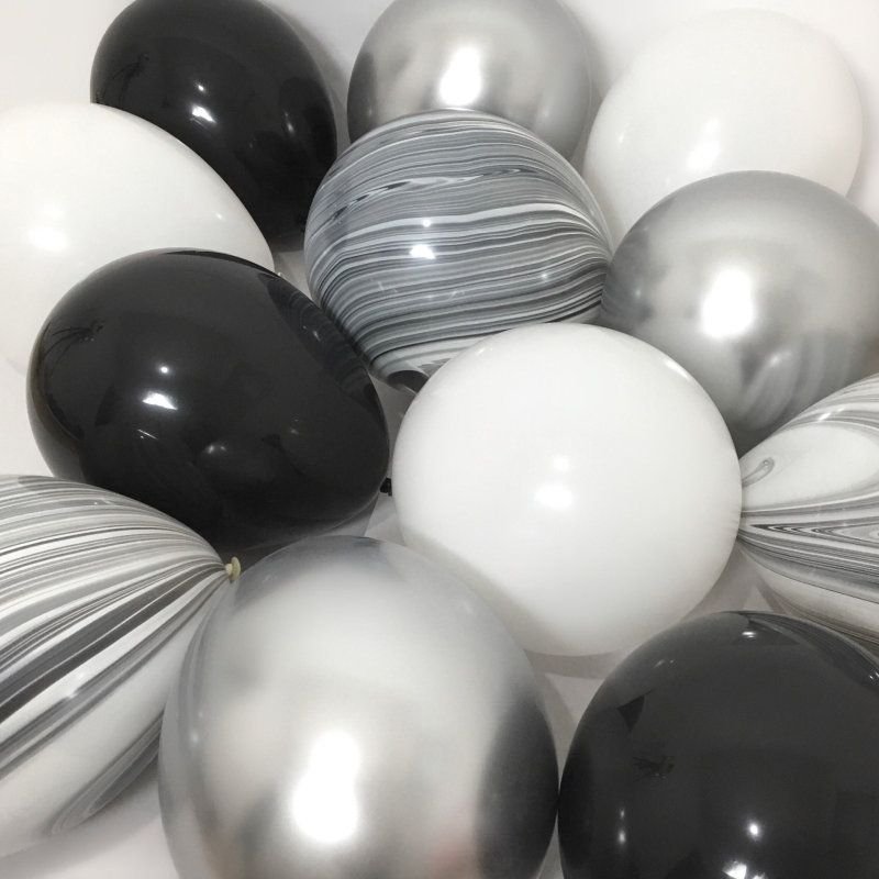 11 Inch Black White Onyx Marble Stripe Latex Balloon Holiday Party Scene Decoration