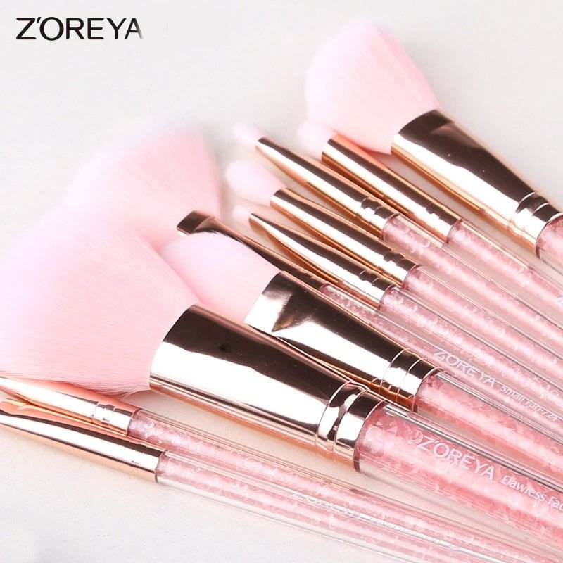 10pcs/Set Women Professional Soft Makeup Brush Set With Bag