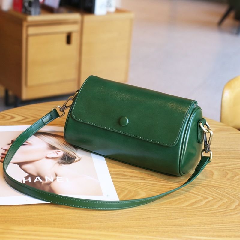 Women Fashion Retro Cylinder Leather Shoulder Bag