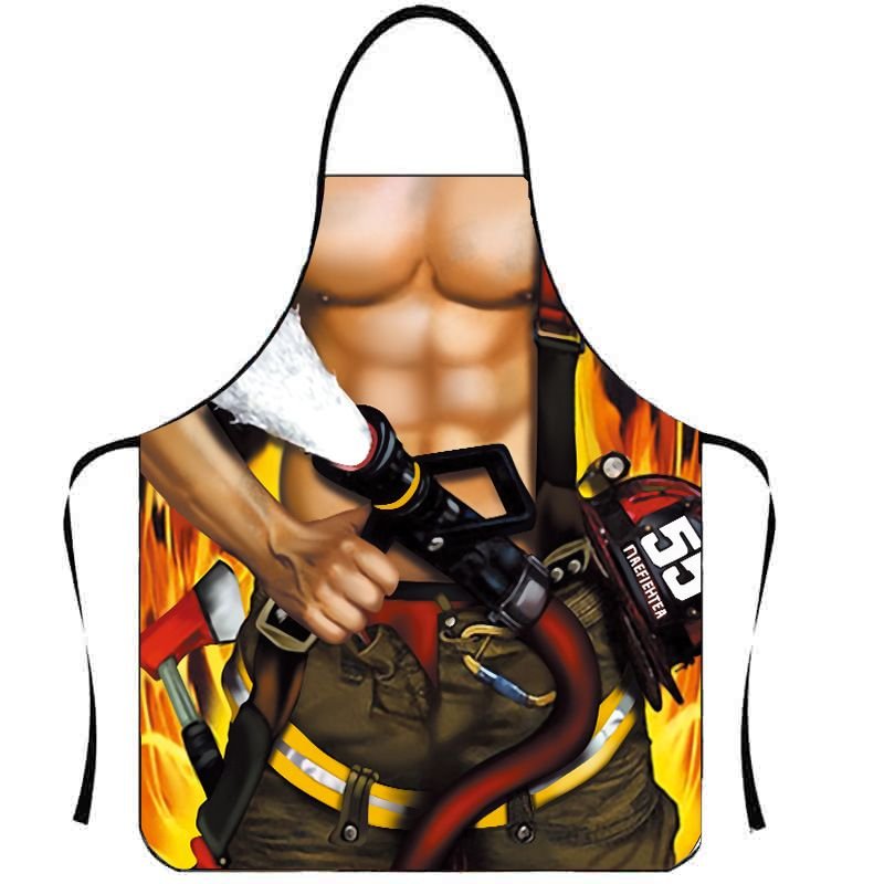 Funny Personality Creative Muscle Men Bikini Series Cartoon Couple Apron