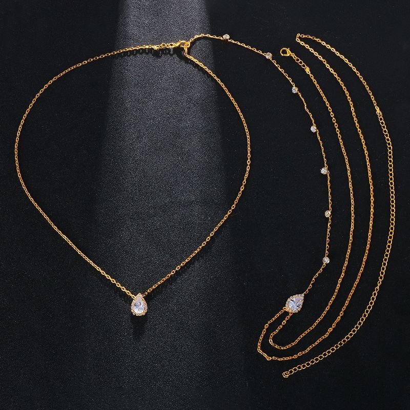 Women Fashion Simple Drop Shaped Zircon Back Body Chain