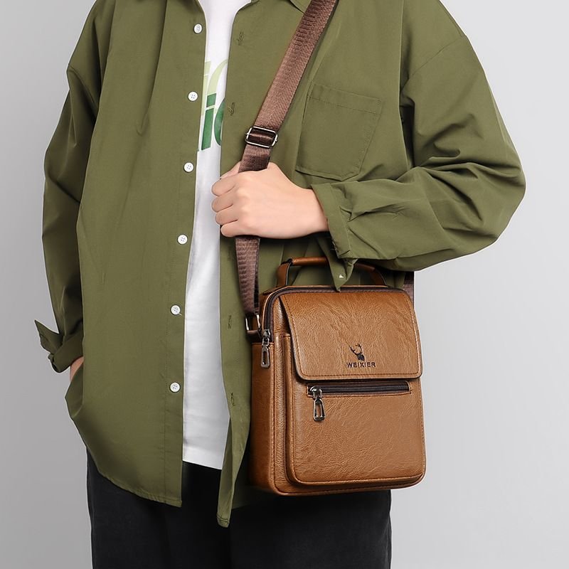 Men Fashion Casual Commuter PU Crossbody Bag