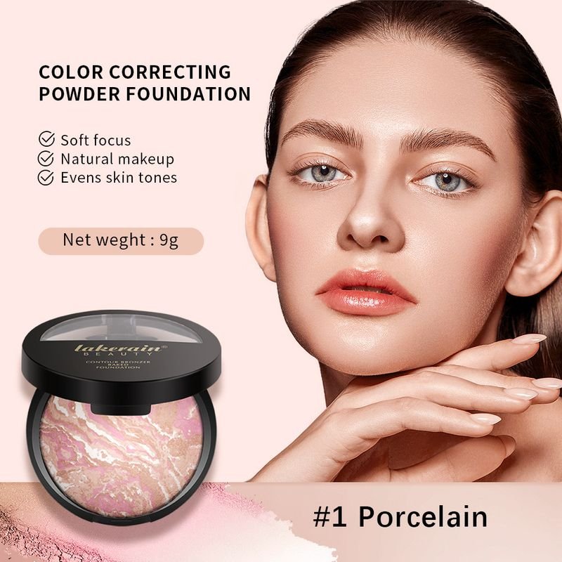 Lakerain Women Simple Natural Brightening Nose Shadow Blush Highlight Fit Powder