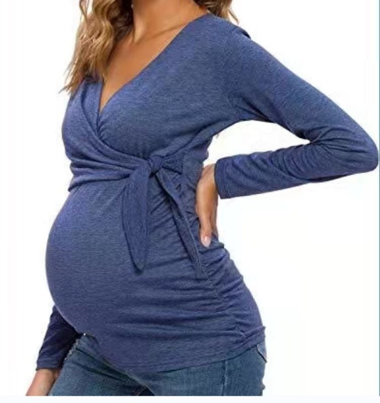 Pregnant Women Fashion Casual V-Neck Cross Breastfeeding Top