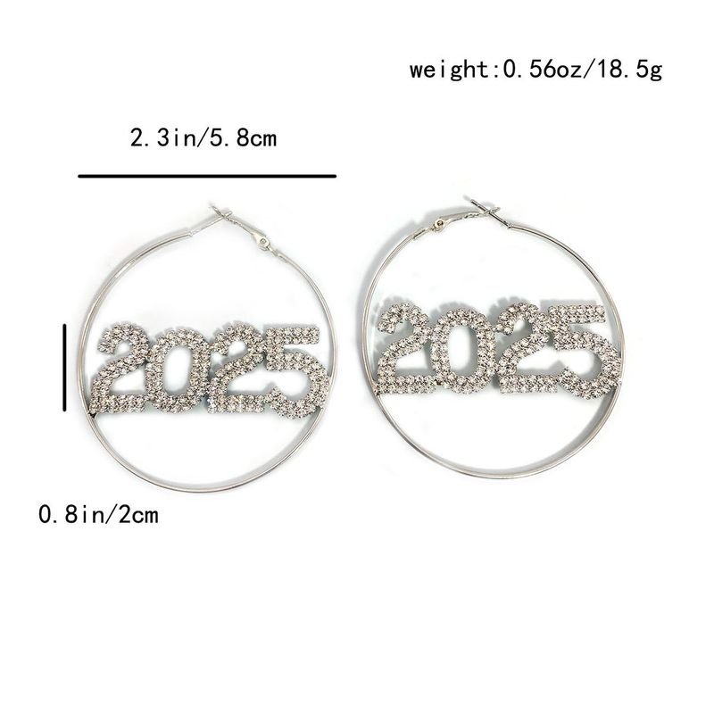 2025 Rhinestone Women New Year Party Hoop Earrings