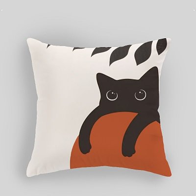 Simple Fashion Cartoon Cute Sunset Cat Printed Home Sofa Cushion Cover