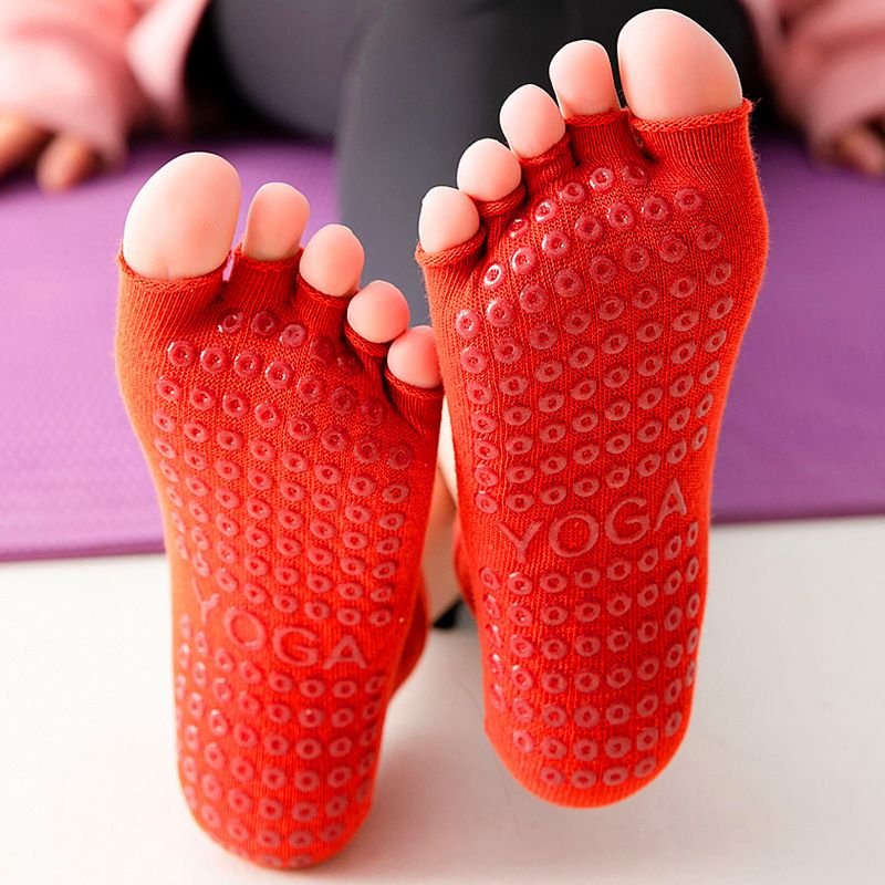 Combed Cotton Half Toe Open Back Yoga Socks