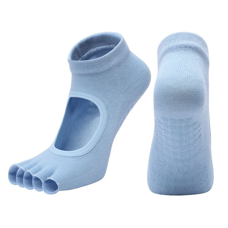 Combed Cotton Half Toe Open Back Yoga Socks