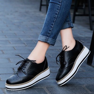 Size:4.5-10 Women Fashion Leisure Genuine Leather Platform Shoes