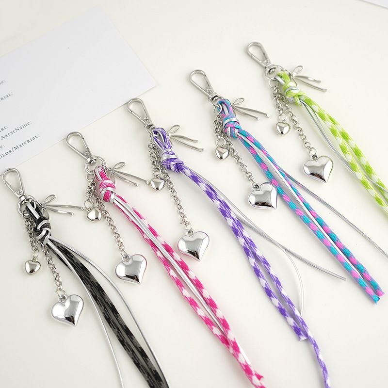 Fashion Heart Bow Rope Tassel Keychain