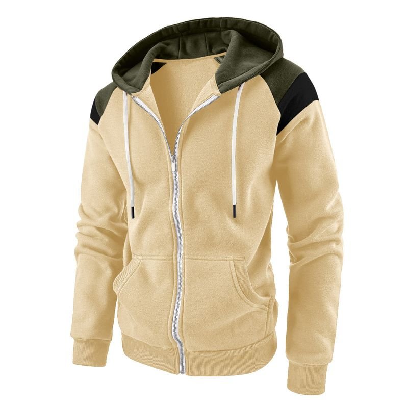 Men Color-Block Contrast Fashion Sports Hoodie Custom