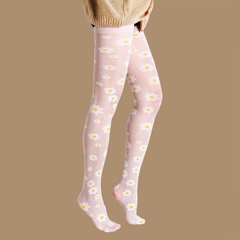 Women Fashion Sexy Daisy Jacquard Pantsuit Stockings