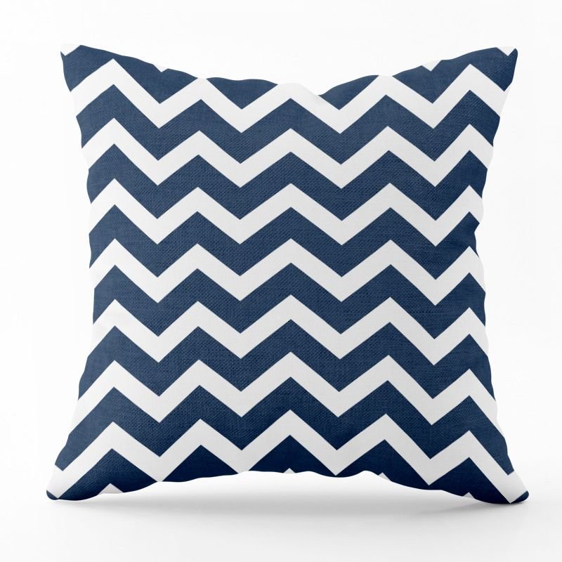 Blue Geometric Lines Throw Pillowcase Simple Stripe Linen Pillowcase