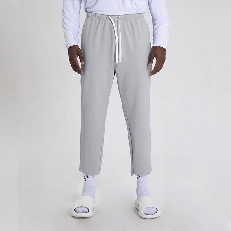 Men Fashion Casual Athleisure Solid Color Ninth Pants