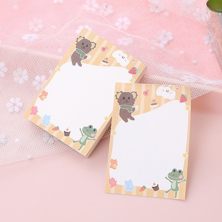 Cute Cartoon Bear Memo Pad Creative Tearable Message Notepad