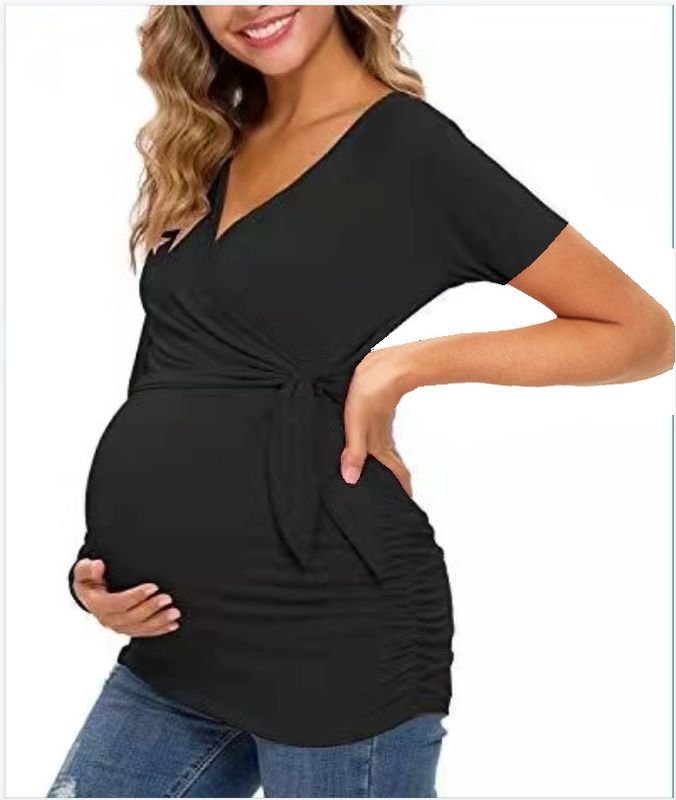 Pregnant Women Fashion Casual V-Neck Cross Breastfeeding Top