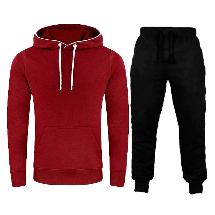 Men Casual Sports Basic Plus Size Long Sleeve Hoodies Trousers Sets