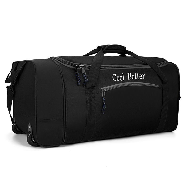 Men Casual Sports Travel Foldable Wheels Oxford Duffle Bag