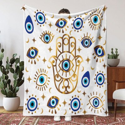 130*100cm Evil Eye 3d Printed Flannel Blanket