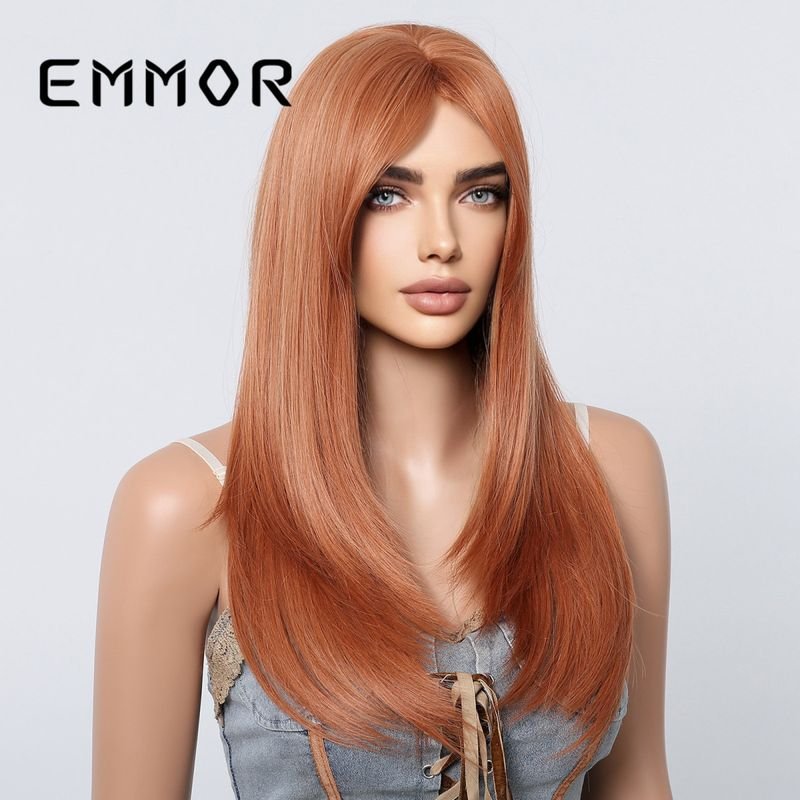 Women Fashion Orange Long Straight Wig