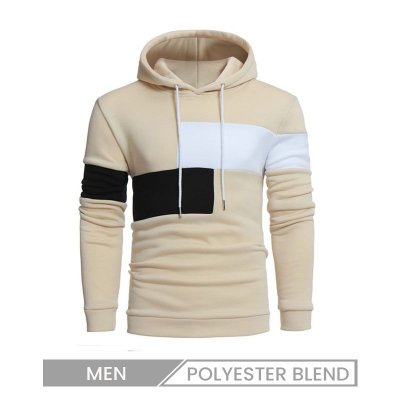 Men Fashion Color Blocking Pullover Fleece-Lined Casual Sports Hoodie Custom