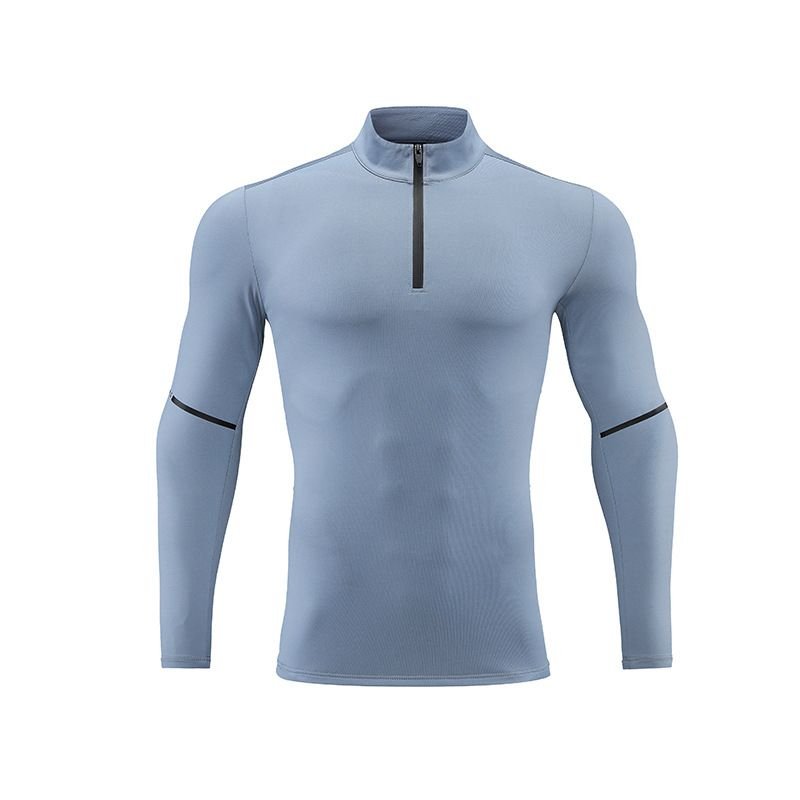 Men Casual Sports Basic Tight Half Zipper Plus Size Long Sleeve Training T-Shirt