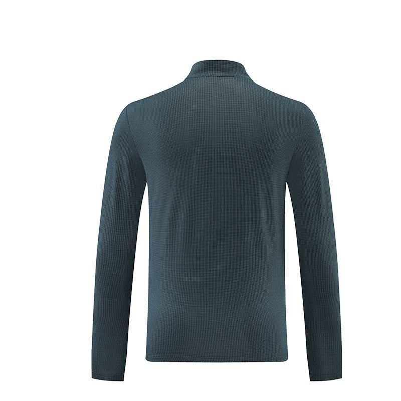 Men Casual Sports Basic Stretchy Half Zipper Long Sleeve Training T-Shirt