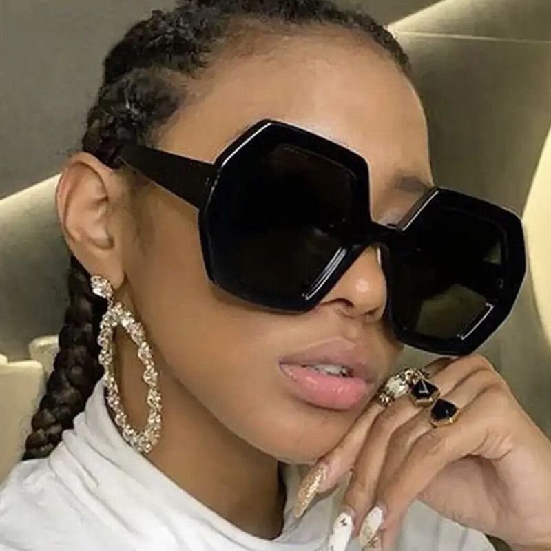 Women Fashion Polygon Large Frame Sunglasses