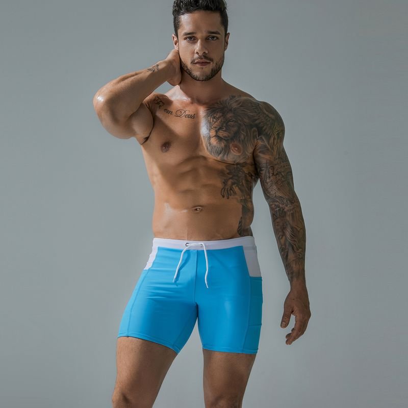 Men'S Casual Elastic Side Pocket Drawstring Swim Shorts