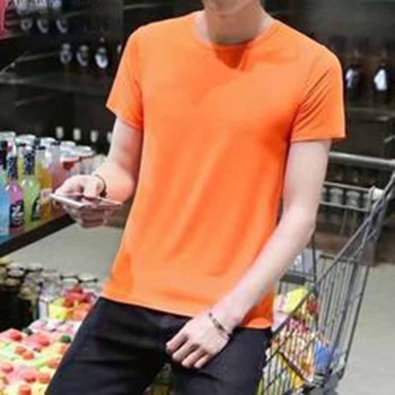 Men Fashion Casual Basic Solid Color Plus Size Short Sleeve Round Neck T-Shirt