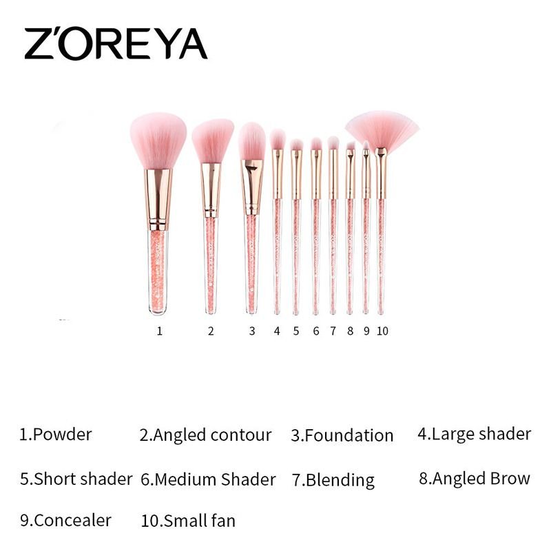 10pcs/Set Women Professional Soft Makeup Brush Set With Bag