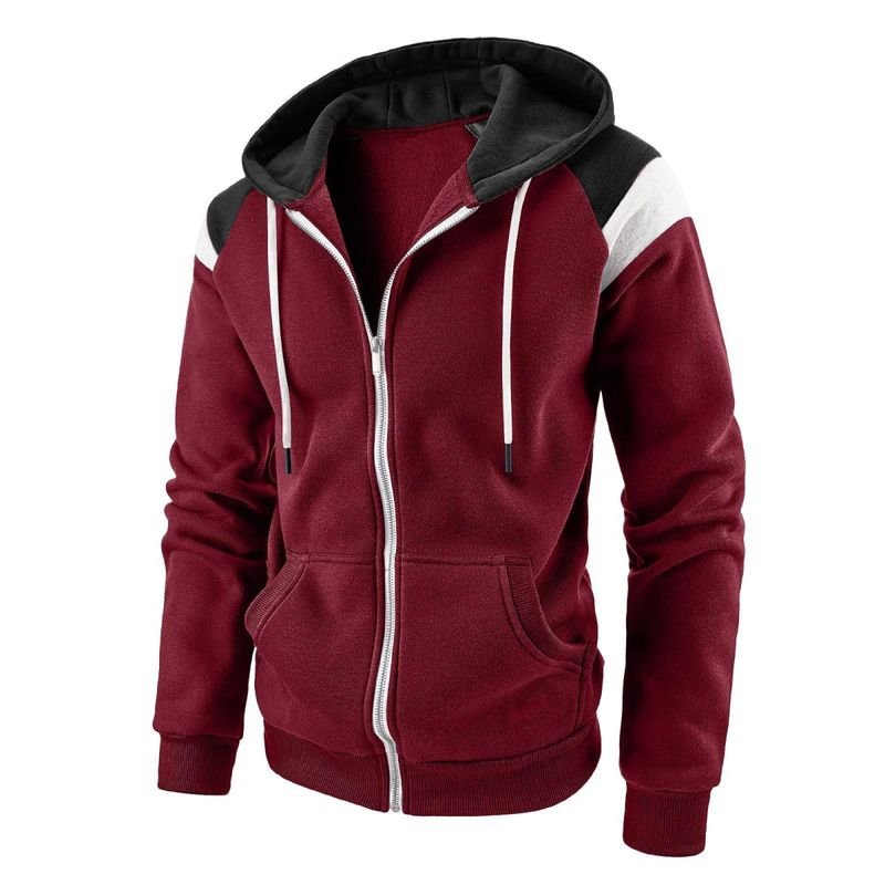 Men Color-Block Contrast Fashion Sports Hoodie Custom