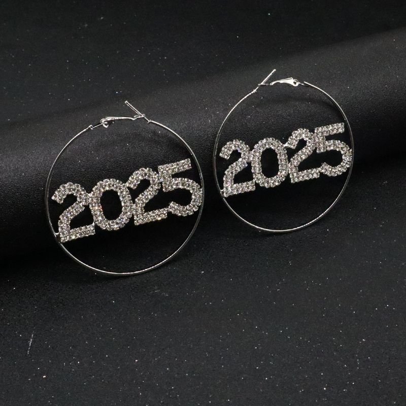 2025 Rhinestone Women New Year Party Hoop Earrings