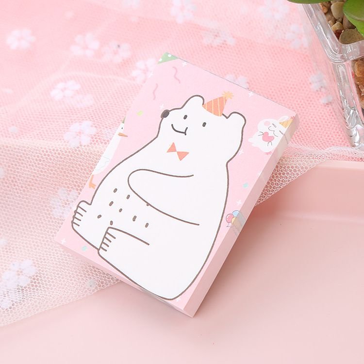 Cute Cartoon Bear Memo Pad Creative Tearable Message Notepad