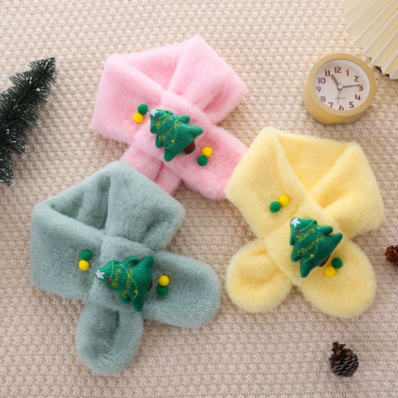 Kids Boys Girls Winter Casual Cute Christmas Cartoon Plush Scarf