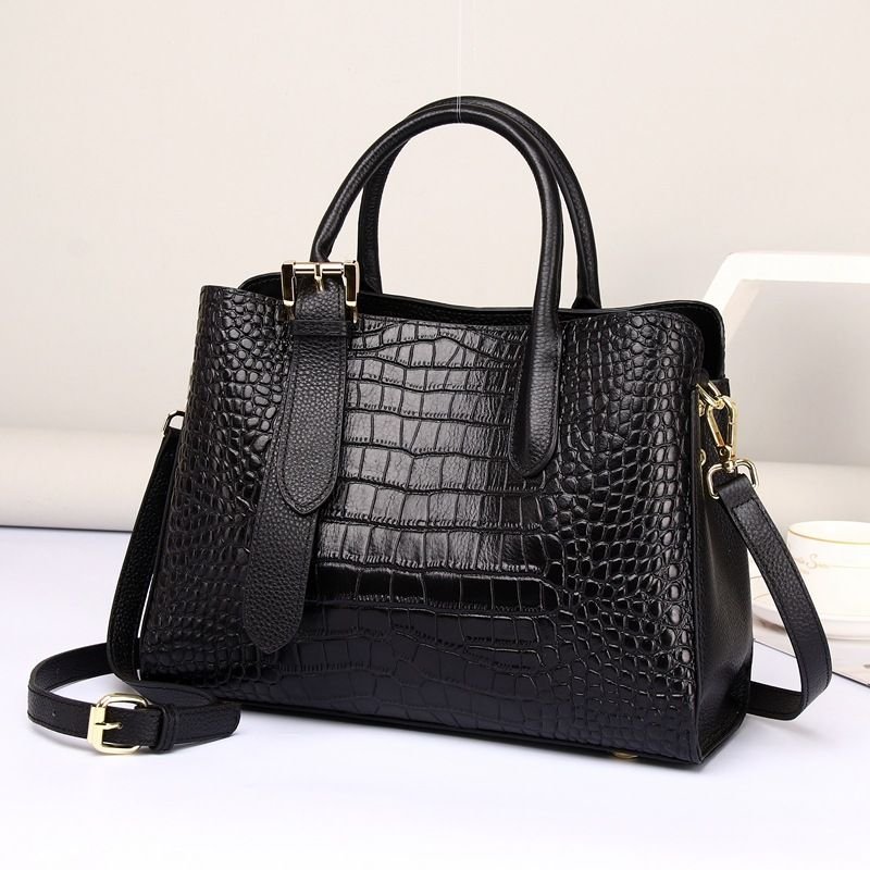 Women Fashion Elegant Genuine Leather Crocodile Pattern Diana Bag