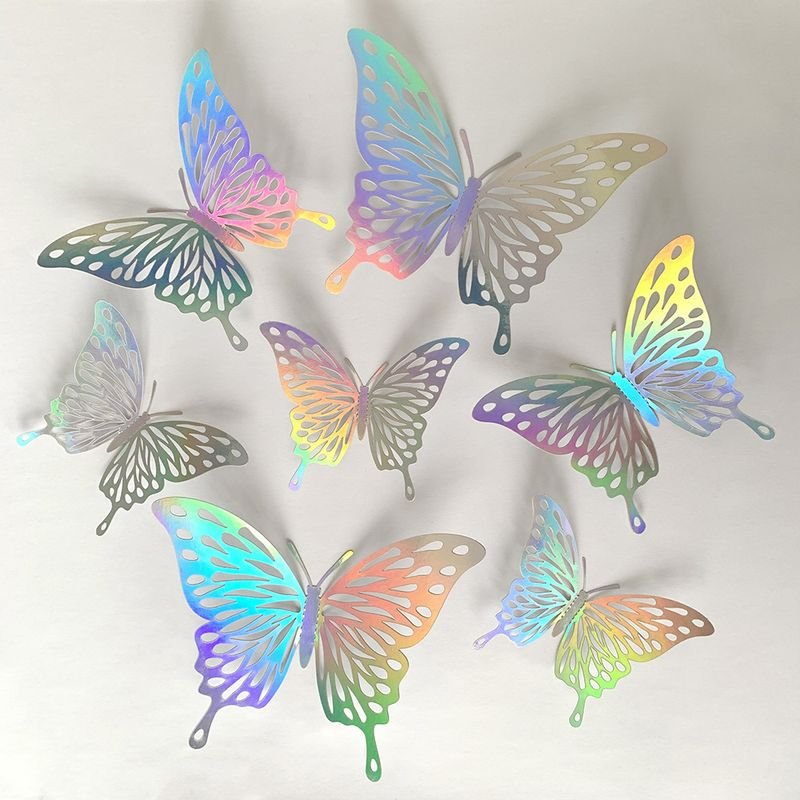 Multicolor 12pcs/Set Three-Dimensional Hollow Butterfly Sticker