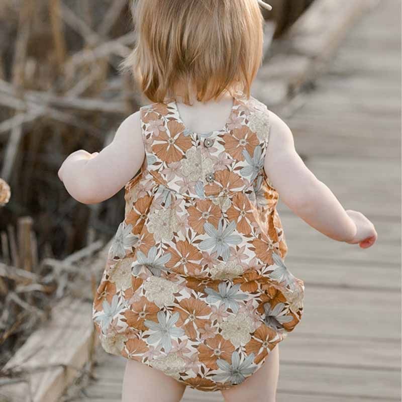 Kids Baby Girls Casual Cute Tiny Flower Print Sleeveless Strap Romper