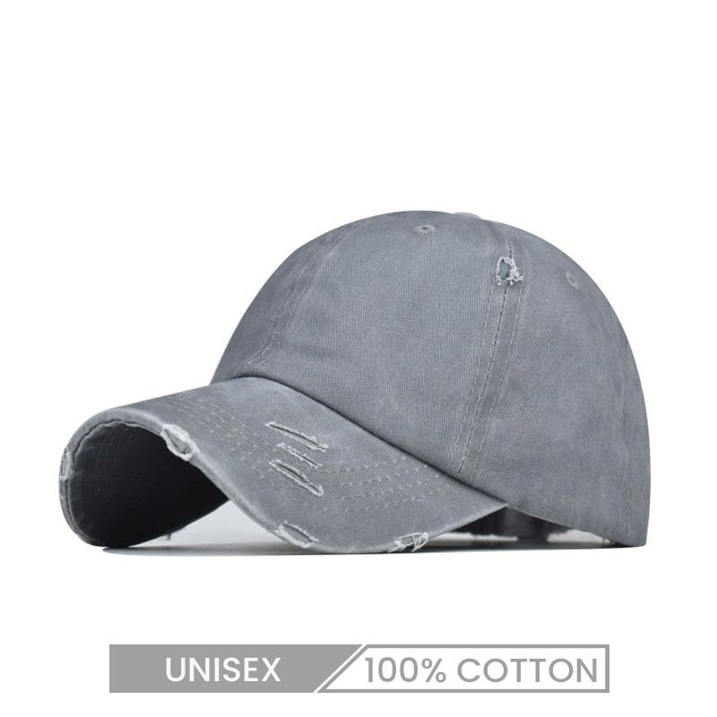 Washed Ripped Baseball Cap Women Outdoor Sports Sun Hat Custom Cap